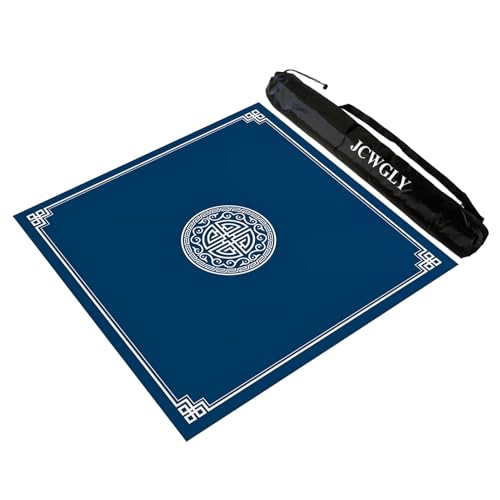 JCWGLY Blaue Quadratische Mahjong-Matte Für Tisch, rutschfeste Und Geräuschreduzierende Tischdecke Für Poker, Kartenbrett Und Fliesenspiel, Mit Tragetasche(Blue 3,60x60 cm/23.62x23.62 in) von JCWGLY