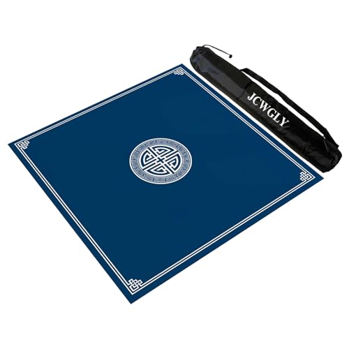 JCWGLY Blaue Quadratische Mahjong-Matte Für Tisch, rutschfeste Und Geräuschreduzierende Tischdecke Für Poker, Kartenbrett Und Fliesenspiel, Mit Tragetasche(Blue 4,60x60 cm/23.62x23.62 in) von JCWGLY