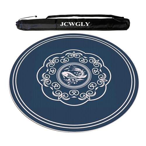 JCWGLY Blaue Runde Mahjong-Matte Für Pokerkarten- Und Brettspiele, Spieltischdecke Mit Geräuschunterdrückung Und Rutschfester Rückseite, Leicht Zu Reinigen(Blue 1,95cm/37.4in) von JCWGLY