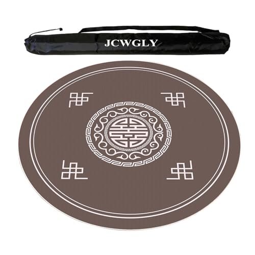 JCWGLY Braune, Runde, rutschfeste Mahjong-Matte, Verdickte, Geräuschreduzierende Tischdecke Aus Weichem Kristallsamt Für Pokerkartenspiele Zu Hause, Mit Tragetasche(140cm/55.12in) von JCWGLY