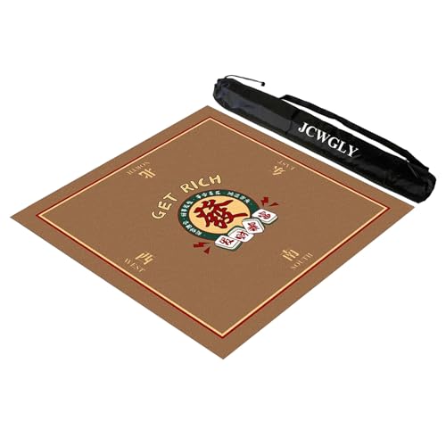 JCWGLY Braunes Quadratisches Mahjong-Tischset, rutschfeste Und Geräuschreduzierende Dicke Tischdecke Für Pokerkarten- Und Brettspiele Bei Familienfeiern, Mit Tragetasche(Brown 1,39.37x39.37 in) von JCWGLY