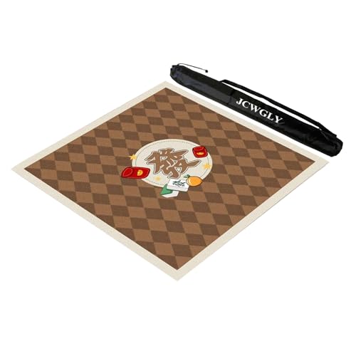 JCWGLY Braunes Quadratisches Mahjong-Tischset, rutschfeste Und Geräuschreduzierende Dicke Tischdecke Für Pokerkarten- Und Brettspiele Bei Familienfeiern, Mit Tragetasche(Brown 2,27.55x27.55 in) von JCWGLY