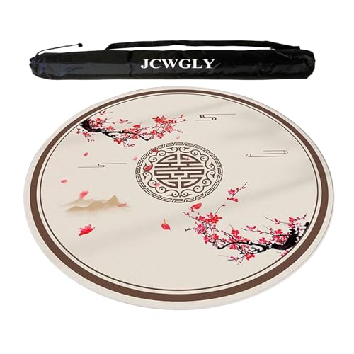 JCWGLY Chinesische Runde Mahjong-Matte, rutschfeste, Geräuschreduzierende Spieltischdecke Mit Tragetasche, Große Tischdecke Für Karten- Und Brettspiele(Beige 1,140cm/55.12in) von JCWGLY