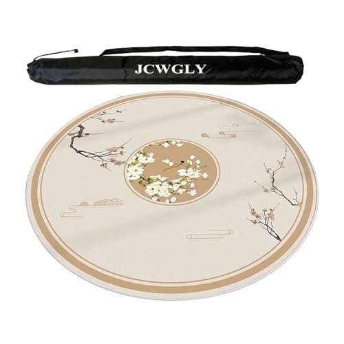 JCWGLY Chinesische Runde Mahjong-Matte, rutschfeste, Geräuschreduzierende Spieltischdecke Mit Tragetasche, Große Tischdecke Für Karten- Und Brettspiele(Beige 2,70cm/27.56in) von JCWGLY