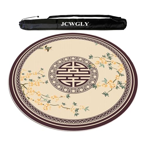 JCWGLY Chinesisches Rundes Mahjong-Tischset Für Pokerkarten- Und Brettspiele, Verdickte, Geräuscharme Tischdecke Mit Rutschfester Rückseite, Leicht Zu Reinigen(140cm/55.12in) von JCWGLY