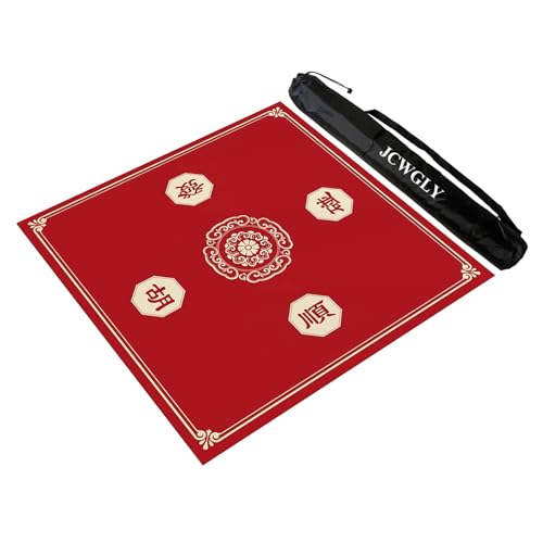 JCWGLY Dicke, Leise, rutschfeste Mahjong-Matte Für Tisch, Geräuschreduzierende Tischdecke Für Mahjong Poker, Karten- Und Brettspiele, Weich Und Verschleißfest(Red 2,90x90 cm/35.43x35.43 in) von JCWGLY