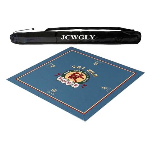 JCWGLY Geräuschreduzierende Mahjong-Matte, Spieltisch-Abdeckung, Dicke, rutschfeste Spielmatte Für Poker-, Karten- Und Kachelspiele, Mit Tragetasche(Blue,80x80 cm/31.49x31.49 in) von JCWGLY