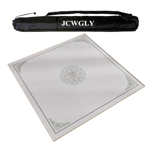 JCWGLY Graue, Quadratische Mahjong-Matte Für Poker, Karten, Brett- Und Fliesenspiele, rutschfeste, Geräuschreduzierende Heim-Gaming-Tischabdeckung, Mit Tragetasche(70x70cm/27.55x27.55in) von JCWGLY