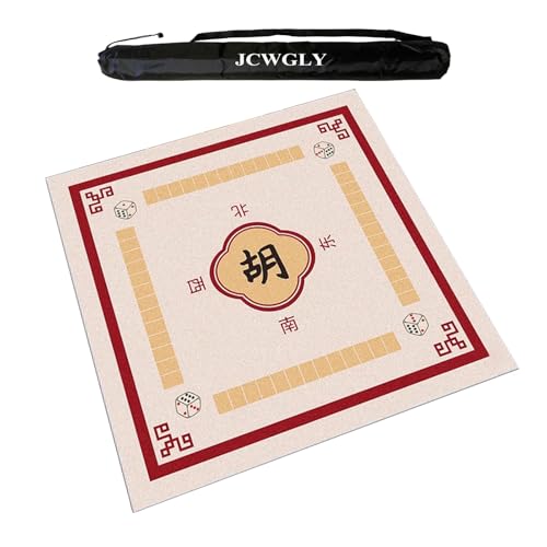 Große Mahjong-Matte Für Den Tisch Mit Tragetasche, rutschfeste Und Geräuschreduzierende Tischdecke Für Poker-, Karten- Und Brettspiele, Verdickt Und Verschleißfest(Red,95cm/37.4in) von JCWGLY