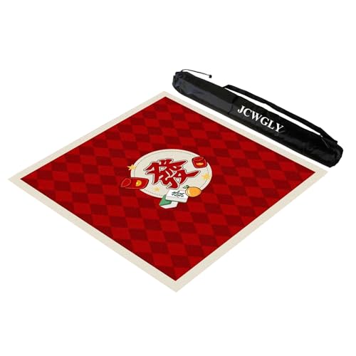 JCWGLY Große Rote Mahjong-Matte, Spielmatte Für Tische Mit Rutschfester Rückseite, Dicke Und Verschleißfeste, Geräuschreduzierende Tischdecke Für Poker, Karten- Und Brettspiele(Red 2,27.55x27.55 in) von JCWGLY