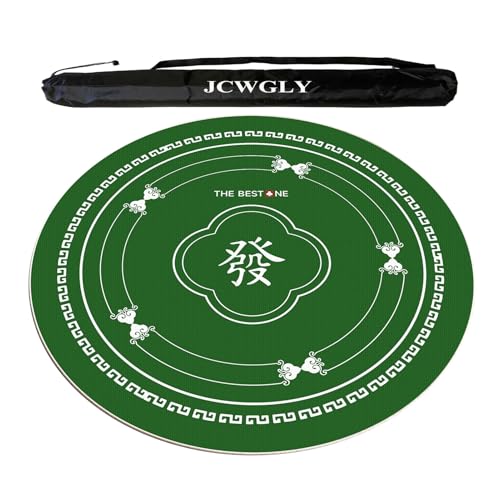 JCWGLY Grüne, Runde Mahjong-Matte Für Zuhause Und Den Schachkartenraum, Leise Und rutschfeste Tischdecken Für Pokerkarten- Und Brettspiele, Mit Schwarzer Tragetasche(Green 1,85cm/33.47in) von JCWGLY