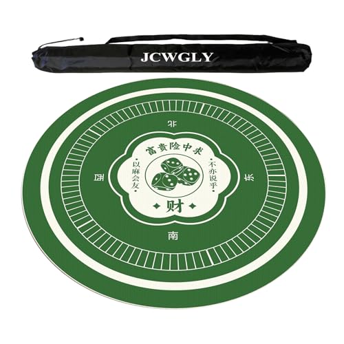 JCWGLY Grüne, Runde Mahjong-Matte Für Zuhause Und Den Schachkartenraum, Leise Und rutschfeste Tischdecken Für Pokerkarten- Und Brettspiele, Mit Schwarzer Tragetasche(Green 2,140cm/55.12in) von JCWGLY