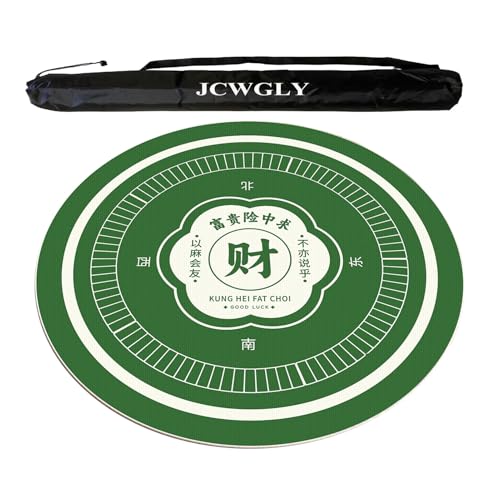 JCWGLY Grüne, Runde Mahjong-Matte Für Zuhause Und Den Schachkartenraum, Leise Und rutschfeste Tischdecken Für Pokerkarten- Und Brettspiele, Mit Schwarzer Tragetasche(Green 3,120cm/47.25in) von JCWGLY