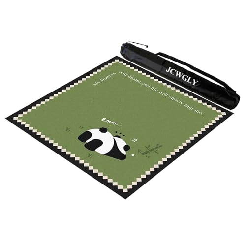 JCWGLY Grüne Quadratische Mahjong-Matte Mit Panda-Muster, rutschfeste Tischdecke Mit Geräuschreduzierung Für Poker-, Karten- Und Brettspiele, Verdickt Und Verschleißfest(27.55x27.55 in) von JCWGLY