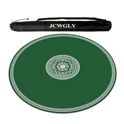 JCWGLY Grüne Runde Mahjong-Matte Für Tische, rutschfeste Und Geräuschreduzierende Weiche Tischdecke Für Poker-, Karten- Und Kachelspiele Mit Tragetasche(110cm/43.3in) von JCWGLY