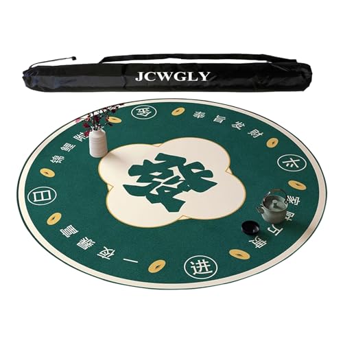 JCWGLY Leise, rutschfeste Mahjong-Matte, Weiche, Runde Tischdecke Für Poker, Karten- Und Brettspiele, Dicke, Verschleißfeste Tischdecke Mit Tragetasche(Green 1,120cm/47.25in) von JCWGLY