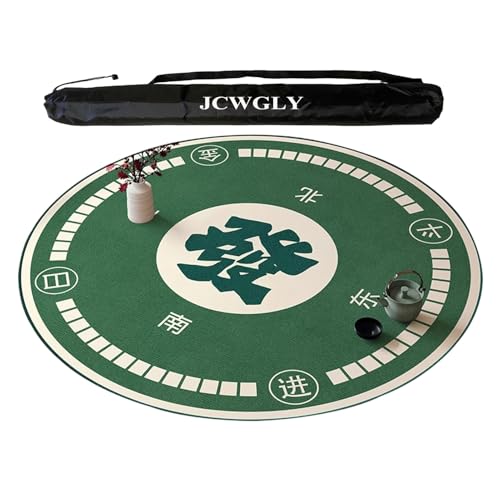 JCWGLY Leise, rutschfeste Mahjong-Matte, Weiche, Runde Tischdecke Für Poker, Karten- Und Brettspiele, Dicke, Verschleißfeste Tischdecke Mit Tragetasche(Green 2,100cm/39.37in) von JCWGLY