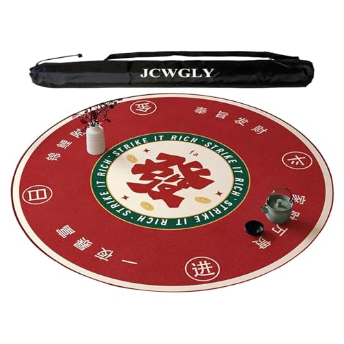 JCWGLY Leise, rutschfeste Mahjong-Matte, Weiche, Runde Tischdecke Für Poker, Karten- Und Brettspiele, Dicke, Verschleißfeste Tischdecke Mit Tragetasche(Red 1,100cm/39.37in) von JCWGLY