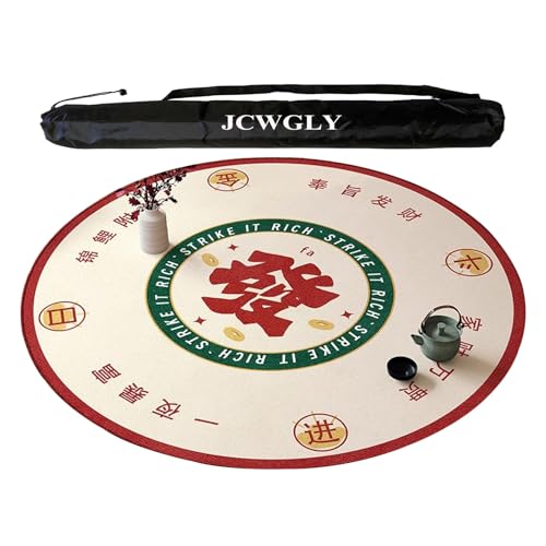 JCWGLY Leise, rutschfeste Mahjong-Matte, Weiche, Runde Tischdecke Für Poker, Karten- Und Brettspiele, Dicke, Verschleißfeste Tischdecke Mit Tragetasche(Red 2,110cm/43.3in) von JCWGLY