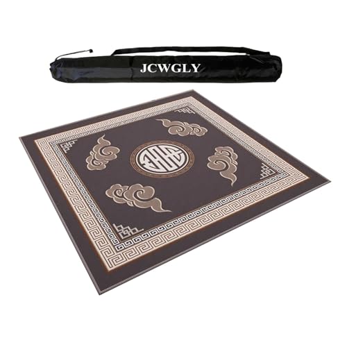 JCWGLY Mahjong-Matte Aus Weichem Kristallsamt, rutschfeste, Geräuschreduzierende Brettspiel-Tischdecke Für Den Kartenraum Zu Hause, Mit Schwarzer Tragetasche(Gray,90cm/35.4in) von JCWGLY