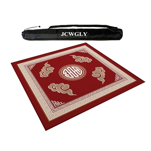 JCWGLY Mahjong-Matte Aus Weichem Kristallsamt, rutschfeste, Geräuschreduzierende Brettspiel-Tischdecke Für Den Kartenraum Zu Hause, Mit Schwarzer Tragetasche(Red,140cm/55.1in) von JCWGLY