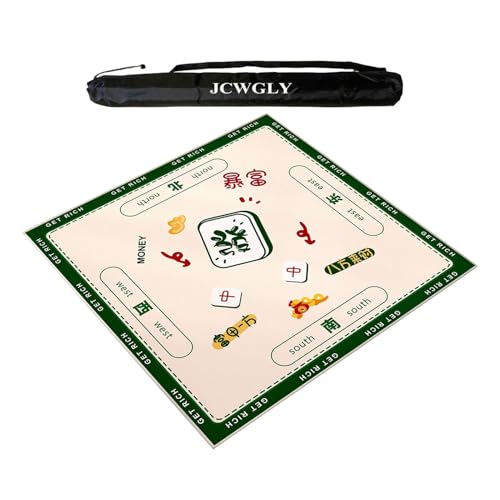 JCWGLY Mahjong-Tischmatte Aus Kristallsamt, Große Quadratische Tischdecke, Leise Und rutschfest, Für Pokerkarten- Und Brettspiele, Mit Tragetasche(Green,120cm/47.3in) von JCWGLY