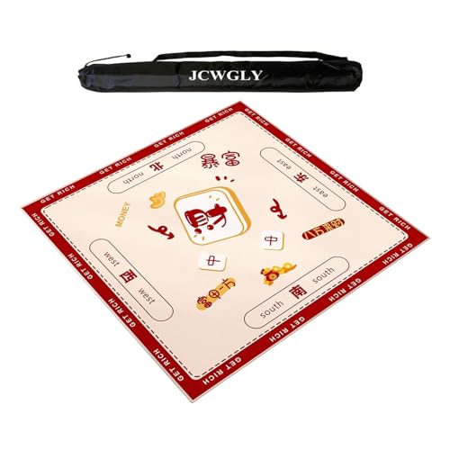 JCWGLY Mahjong-Tischmatte Aus Kristallsamt, Große Quadratische Tischdecke, Leise Und rutschfest, Für Pokerkarten- Und Brettspiele, Mit Tragetasche(Red,80cm/31.5in) von JCWGLY