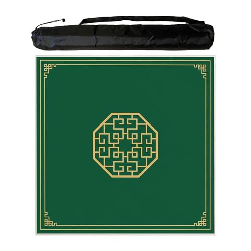 JCWGLY Quadratische Mahjong-Matte, Grün, Verdickte, Geräuschreduzierende Tischdecke Für Mah-Jongg-Poker-Brett-Partyspiele, Mit Rutschfester Gummiunterseite(70 cm/27.55 in) von JCWGLY