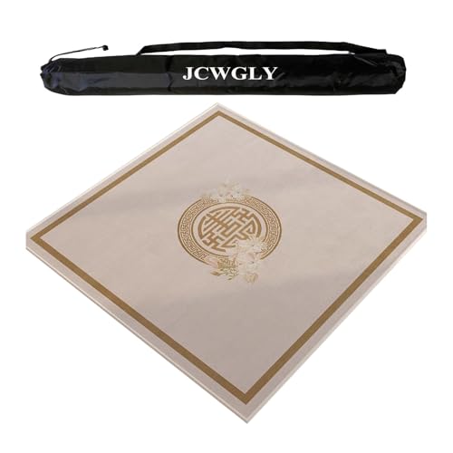 JCWGLY Quadratische Mahjong-Matte, rutschfeste, Geräuschreduzierende Tischabdeckung Für Pokerkarten, Brett- Und Fliesenspiele, Mit Tragetasche(Beige 1,80x80 cm/31.49x31.49 in) von JCWGLY