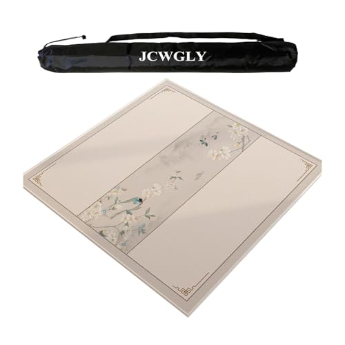 JCWGLY Quadratische Mahjong-Matte, rutschfeste, Geräuschreduzierende Tischabdeckung Für Pokerkarten, Brett- Und Fliesenspiele, Mit Tragetasche(Beige 2,60x60 cm/23.62x23.62 in) von JCWGLY
