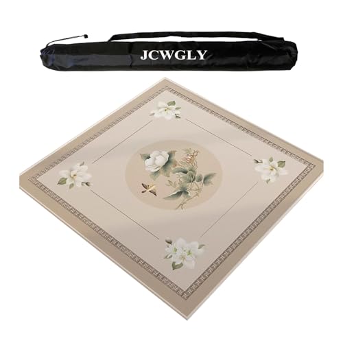 JCWGLY Quadratische Mahjong-Matte, rutschfeste, Geräuschreduzierende Tischabdeckung Für Pokerkarten, Brett- Und Fliesenspiele, Mit Tragetasche(Beige 3,75x75 cm/29.52x29.52 in) von JCWGLY