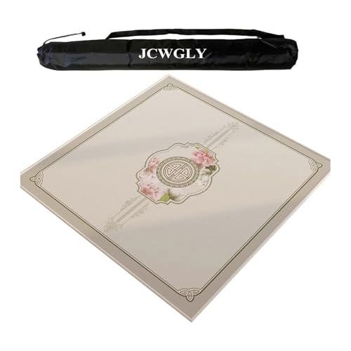 JCWGLY Quadratische Mahjong-Matte, rutschfeste, Geräuschreduzierende Tischabdeckung Für Pokerkarten, Brett- Und Fliesenspiele, Mit Tragetasche(Beige 4,60x60 cm/23.62x23.62 in) von JCWGLY