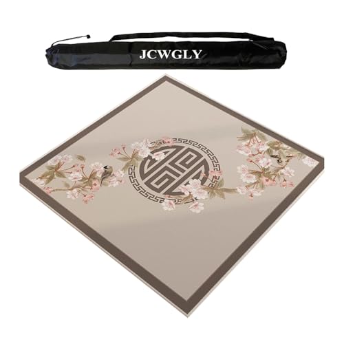 JCWGLY Quadratische Mahjong-Matte, rutschfeste, Geräuschreduzierende Tischabdeckung Für Pokerkarten, Brett- Und Fliesenspiele, Mit Tragetasche(Beige 5,60x60 cm/23.62x23.62 in) von JCWGLY