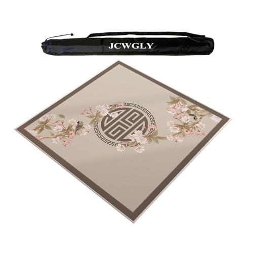 JCWGLY Quadratische Mahjong-Matte Für Den Tisch, Weiche Tischdecke Aus Kristallsamt Mit Rutschfester Rückseite Für Pokerkarten- Und Brettspiele, Geräuschreduzierung(90x90cm/35.4x35.4in) von JCWGLY
