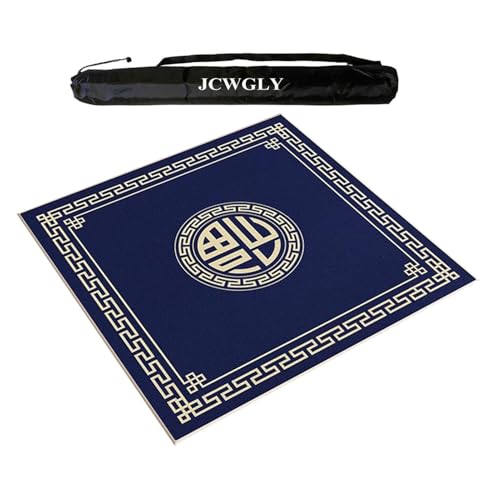 JCWGLY Quadratische Mahjong-Matte Für Den Tisch, rutschfeste, Geräuschreduzierende Poker- Und Brettspiel-Tischdecke Für Zuhause Und Das Kartenzimmer, Mit Tragetasche(Blue,100cm/39.4in) von JCWGLY