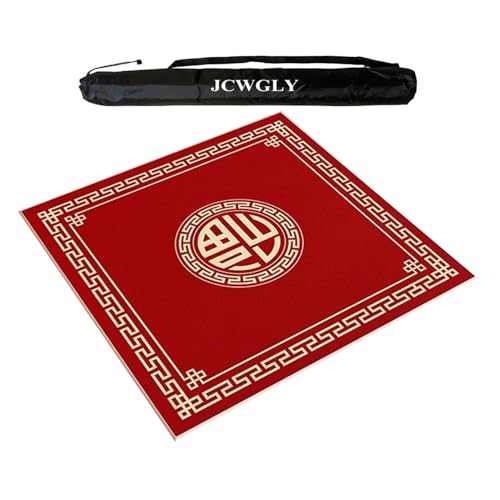 JCWGLY Quadratische Mahjong-Matte Für Den Tisch, rutschfeste, Geräuschreduzierende Poker- Und Brettspiel-Tischdecke Für Zuhause Und Das Kartenzimmer, Mit Tragetasche(Red,100cm/39.4in) von JCWGLY