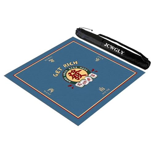 JCWGLY Quadratische Mahjong-Matte Für Den Tisch Mit Tragetasche, Rutschfester Und Geräuschreduzierender Spielmatte, Dicke Tischdecke Für Poker, Karten- Und Brettspiele(Blue,27.55x27.55 in) von JCWGLY