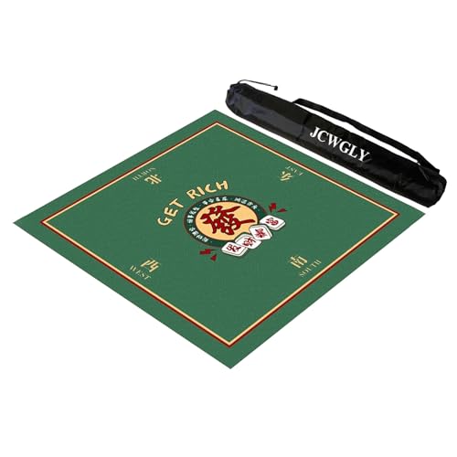 JCWGLY Quadratische Mahjong-Matte Für Den Tisch Mit Tragetasche, Rutschfester Und Geräuschreduzierender Spielmatte, Dicke Tischdecke Für Poker, Karten- Und Brettspiele(Green,27.55x27.55 in) von JCWGLY