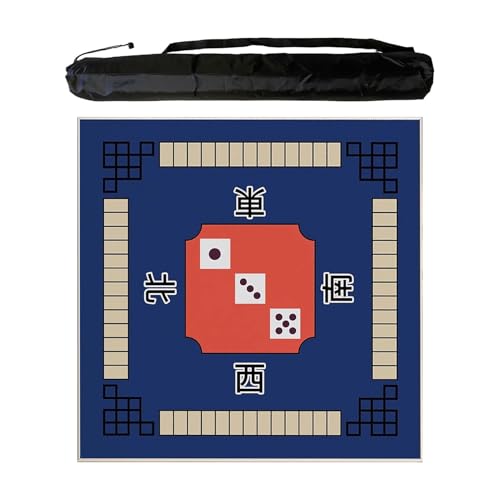 JCWGLY Quadratische Mahjong-Matte Für Tisch Mit Regeln, Rutschfester Und Geräuschreduzierender Poker-Brettspiel-Spielmatte Für Partys Im Innen- Und Außenbereich(Blue 2,80 cm/31.49 in) von JCWGLY