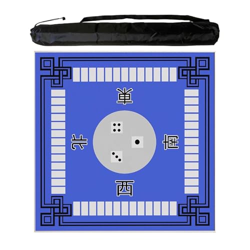 JCWGLY Quadratische Mahjong-Matte Für Tisch Mit Regeln, Rutschfester Und Geräuschreduzierender Poker-Brettspiel-Spielmatte Für Partys Im Innen- Und Außenbereich(Blue 3,140 cm/55.11 in) von JCWGLY