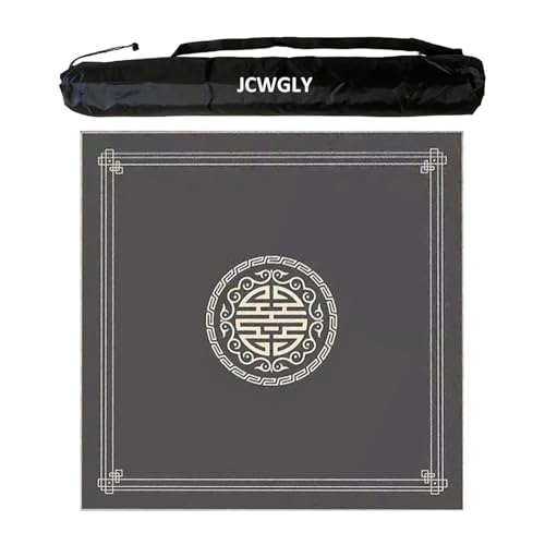 JCWGLY Quadratische Mahjong-Matte Für Tisch Mit Tragetasche, rutschfeste, Geräuschreduzierende Tischdecke Für Mah-Jongg-Poker-Brettspiel, Leicht Zu Reinigen(Dark Gray,70 cm/27.55 in) von JCWGLY