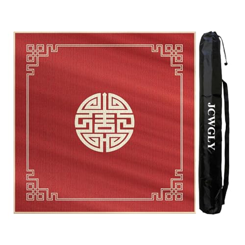 JCWGLY Rote Quadratische Mahjong-Matte Für Den Tisch, Dicke Tischdecke, Rutschfestes Und Geräuschreduzierendes Spielpad Mit Tragetasche Für Poker, Karten- Und Brettspiele(Red 2,75cm/29.52in) von JCWGLY