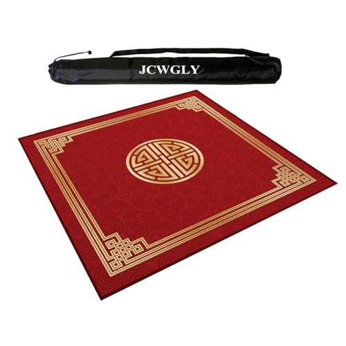 JCWGLY Rote Quadratische Mahjong-Matte Mit Tragetasche, Rutschfester Und Geräuschreduzierender Großer Tischdecke Für Pokerkarten Und Brettspiele(Red 2,90cm/35.4in) von JCWGLY