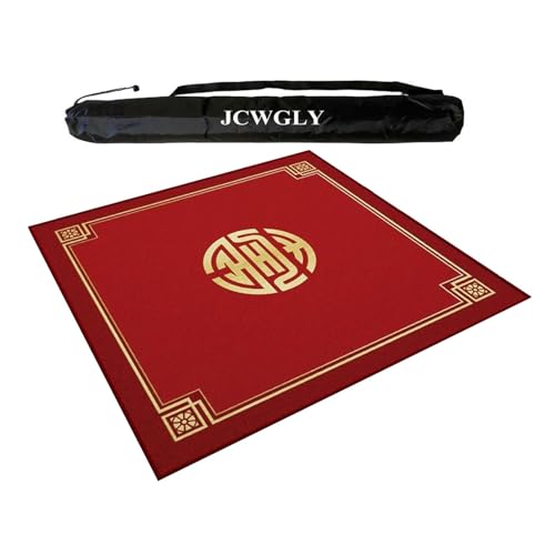 JCWGLY Rote Quadratische Mahjong-Matte Mit Tragetasche, Rutschfester Und Geräuschreduzierender Großer Tischdecke Für Pokerkarten Und Brettspiele(Red 3,95cm/37.4in) von JCWGLY