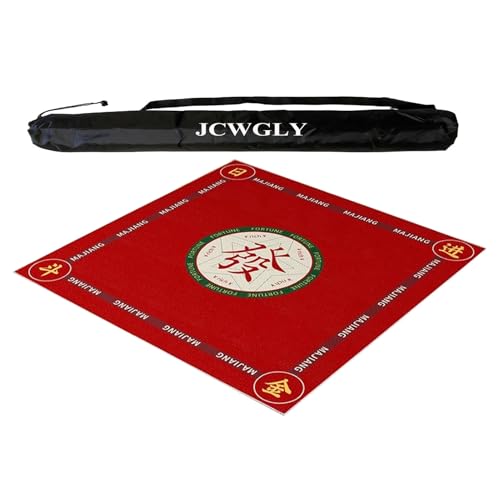 Rote rutschfeste Mahjong-Matte, Geräuschreduzierende Tischdecke Für Poker, Karten- Und Brettspiele, Verdickte Tischdecke Mit Tragetasche(Red 2,60x60 cm/23.62x23.62 in) von JCWGLY