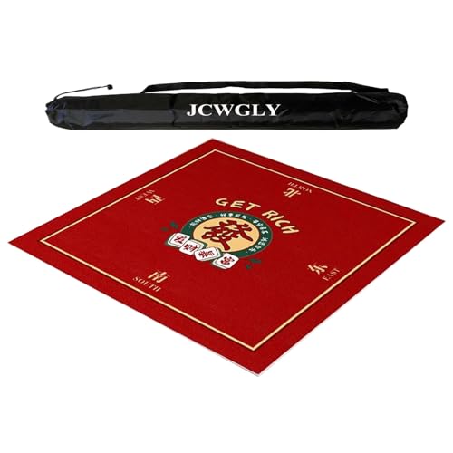 JCWGLY Rote rutschfeste Mahjong-Matte, Geräuschreduzierende Tischdecke Für Poker, Karten- Und Brettspiele, Verdickte Tischdecke Mit Tragetasche(Red 3,90x90 cm/35.4x35.4 in) von JCWGLY