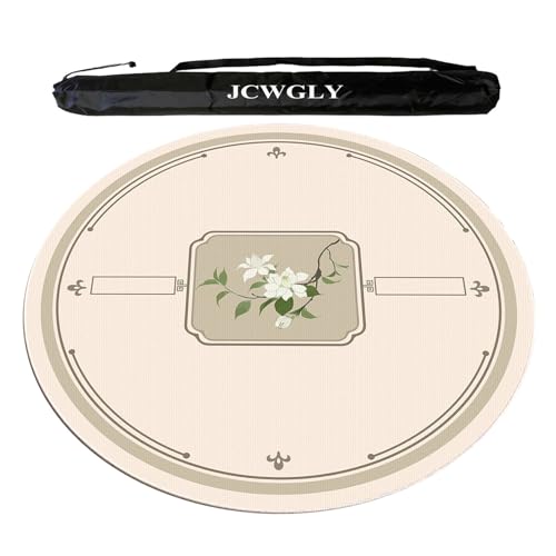 JCWGLY Runde, rutschfeste Mahjong-Tischmatte Mit Gummirückseite, Leise Geräuschreduzierung, Mahjong-Poker-Kartenbrettspiel-Tischdecken, Mit Schwarzer Tragetasche(95cm/37.4in) von JCWGLY