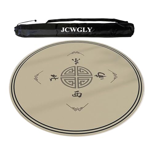 JCWGLY Runde Mahjong-Matte Aus Weichem Kristallsamt Mit Rutschfester Rückseite, Geräuschunterdrückende Tischdecke Für Poker, Karten- Und Brettspiele, Mit Schwarzer Tragetasche(75cm/29.53in) von JCWGLY