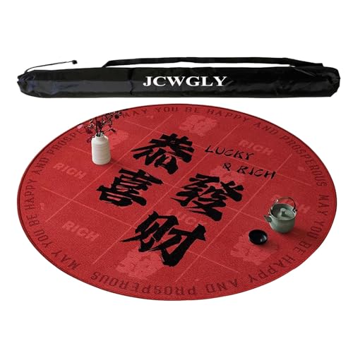 JCWGLY Runde Mahjong-Matte Aus Weichem Kristallsamt Mit Tragetasche, rutschfeste Und Geräuschreduzierende Tischdecke Für Poker-, Karten- Und Brettspiele, Leicht Zu Reinigen(Red 2,120cm/47.25in) von JCWGLY