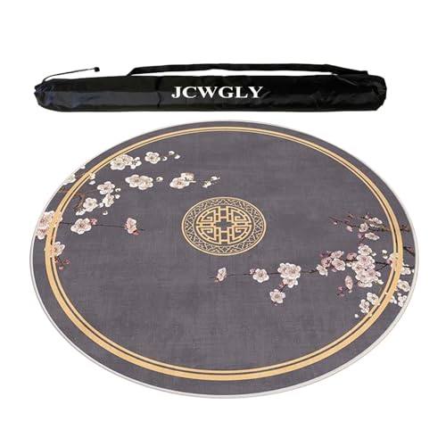 JCWGLY Runde Mahjong-Matte Für Tische, rutschfeste, Geräuscharme Tischdecke Für Kartenschach- Und Legespiele, Mit Tragetasche(Dark Gray,140cm/55.12in) von JCWGLY